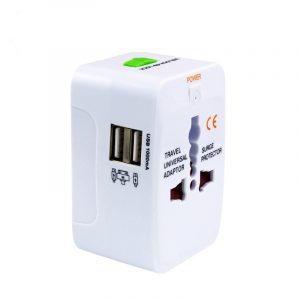 outbound Travel Adapter, Universal Power Plug Adapter All in One, Dual USB Charging Port