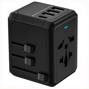 Global Travel Adapter, Universal Power Plug Adapter All in One, 3USB ports 1 Type C port for US UK Japan EU China 1500W