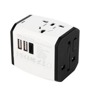 outbound Travel Adapter, Universal Power Plug Adapter All in One, 2USB ports 1 Type C port for US UK Japan EU China 1500W